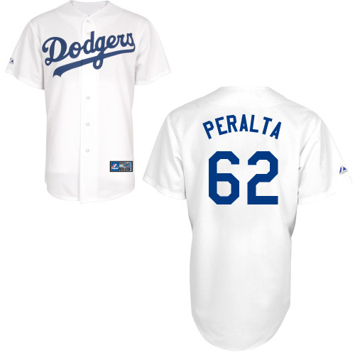 Joel Peralta #62 MLB Jersey-L A Dodgers Men's Authentic Home White Baseball Jersey